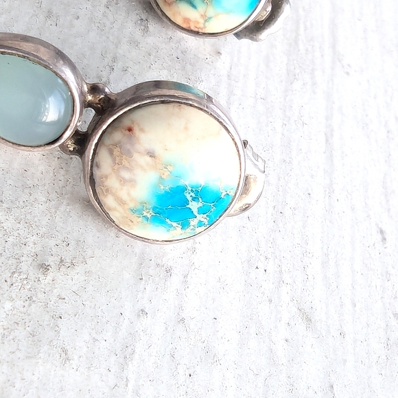 taxco Semi Precious Stone Earrings ๐ Sterling Silver .925 VINTAGE Mexico - Picture 11 of 11